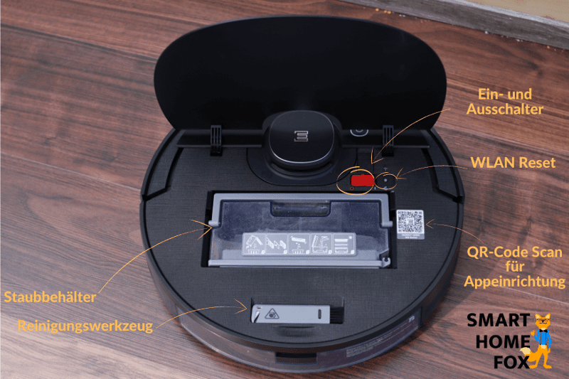 Deebot OZMO 950 mit offener Klappe